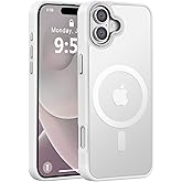 Newfuture Designed for iPhone 16 Case with Magnetic [13 FT Military Drop Protection] [Compatible with Magsafe] Slim Translucent Matte Shockproof with Anti-Fingerprint Phone Case, Frosted White