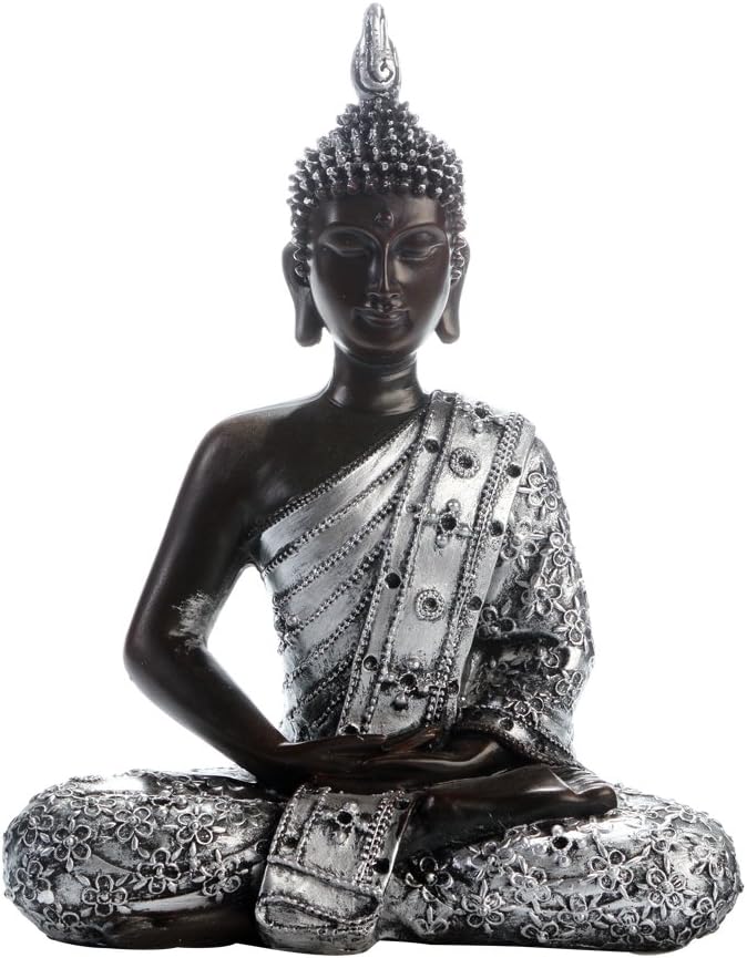 Vision Arts Poly-stone Sitting Buddha Peace Harmony Statue 10.8'' In