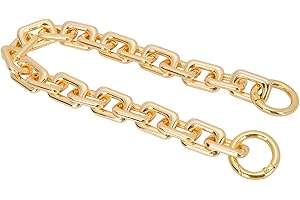 willikiva 15.3 Inche 17mm DIY Iron Flat Chain Strap Gold Handbag Chains Accessories Purse Clutches Handles Wrist Straps Replacement Straps, with Metal Buckles(Gold)