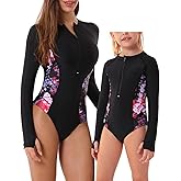 YOLIPULI Women and Girls Matching Swimsuit: Long Sleeve One Piece Rash Guard Bathing Suit UPF 50+ (Please Order Separately)