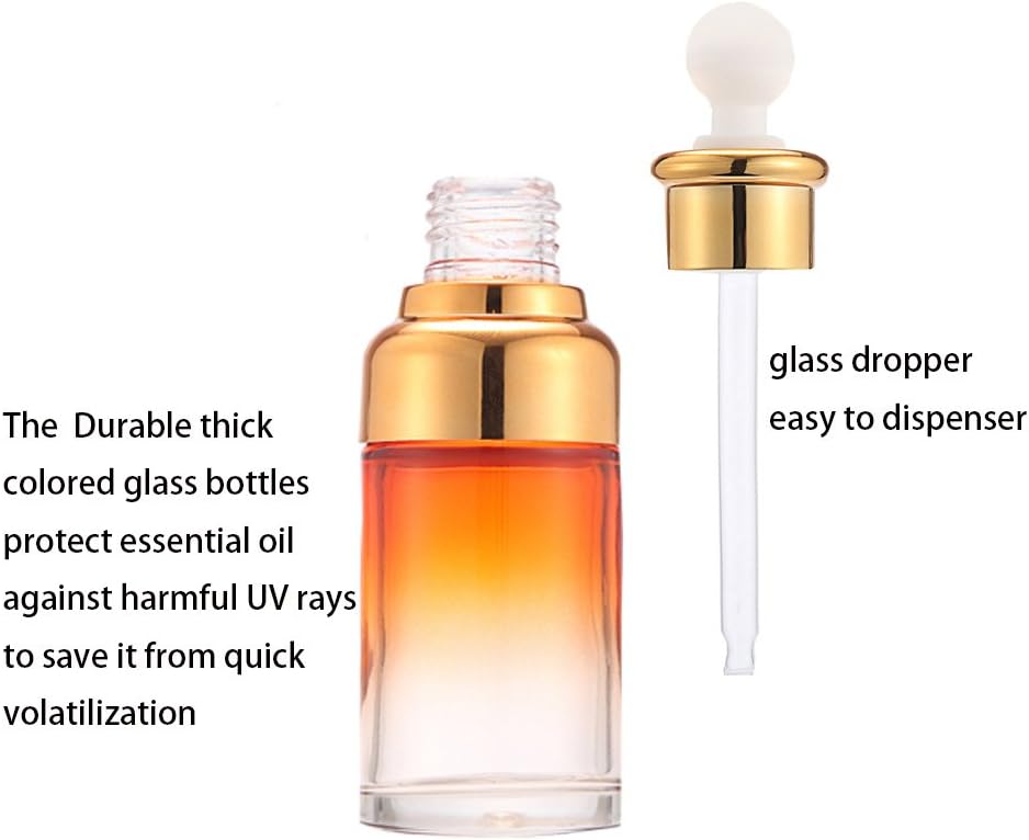 Empty Glass Bottles for Essential Oils Small Lightweight Colorful Bottles Different Sizes Dropping Bottles 6 Pack 1 Plastic Funnel 2 Plastic Droppers 16 Lables: Home Improvement