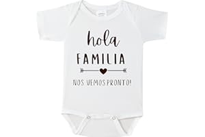 BIBIBLISSBABY Hola Familia Nos Vemos Pronto Pregnancy Reveal Infant Bodysuit,0-3 Months Baby Announcement Onesie