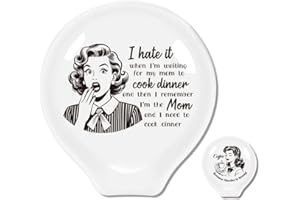 ANATTASOUL 2Pcs Coffee Ceramic Spoon Rest Retro Woman Pattern 3.34"x3.54" Cute Spoon Holder, Heat Resistant Utensil Holder fo