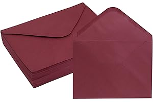 Burgundy A7 V-Flap Envelopes, 5 x 7 Inch, 50 Pack, 120gsm Paper for Christmas Cards, Valentine, Invitations, Wedding, Persona