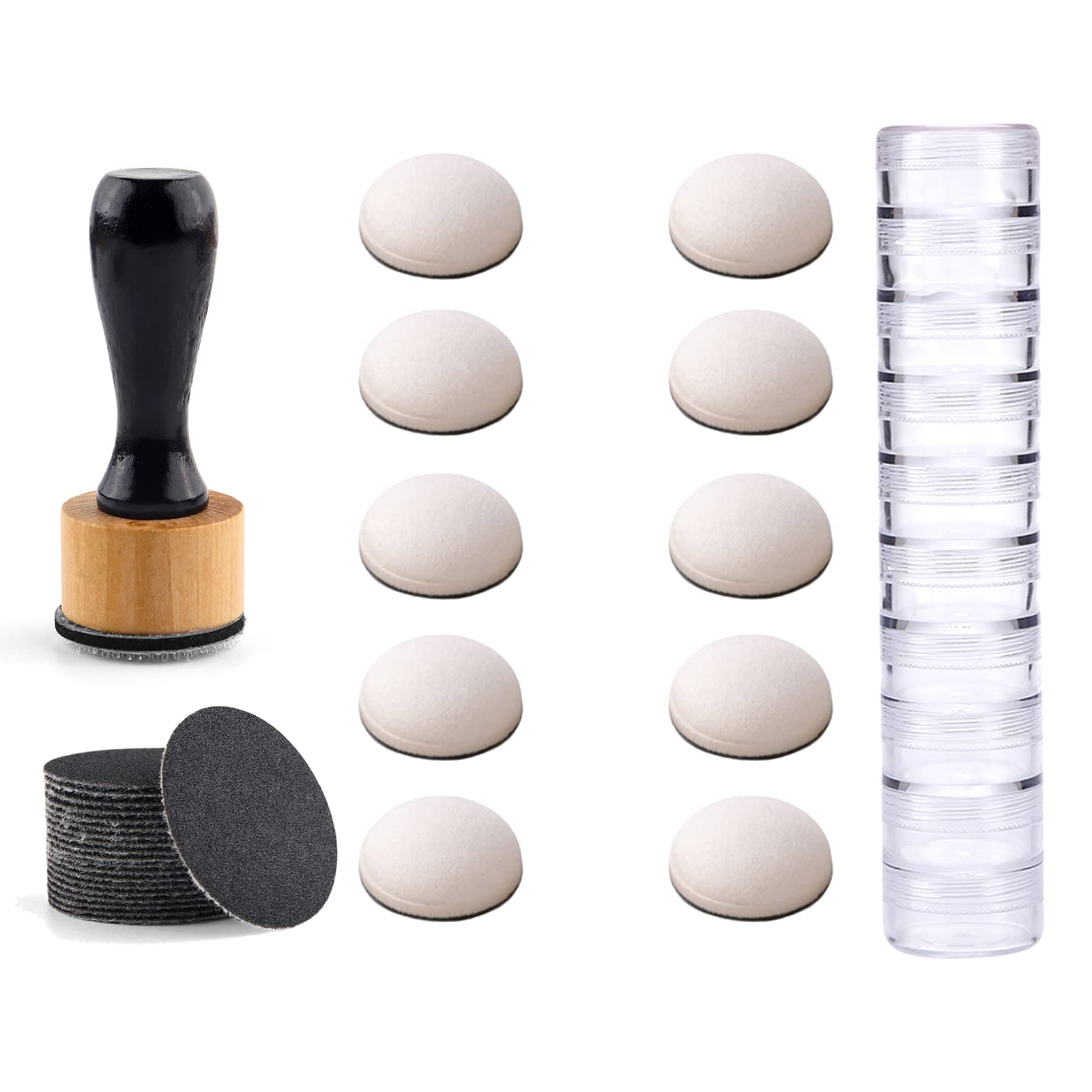 Briartw 43 PCS,Mini Ink Blending Tool,12pcs Domed Foams,20pcs Sanding Disks and 10pcs Round Stackable Jars Set,Medium-Grit Sandpaper Provides The Ideal Friction to Work On Cardstock, Chipboard, Wood — image 1