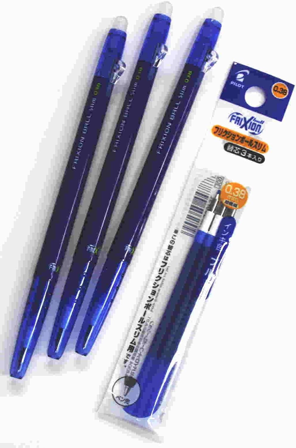 Office School Supplies 0 38mm Pilot Frixion Ball Slim Retractable Erasable Gel Ink Pens Fine Point Value Set Of 3 3 Gel Ink Pen Refill Pack Blue Ink Writing Correction Supplies