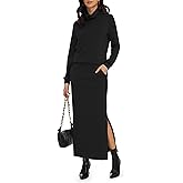 Casly Lamiit Women's 2 Piece Skirt Set Turtleneck Tops Long Skirt Matching Outfits with Pockets Fall Loungewear