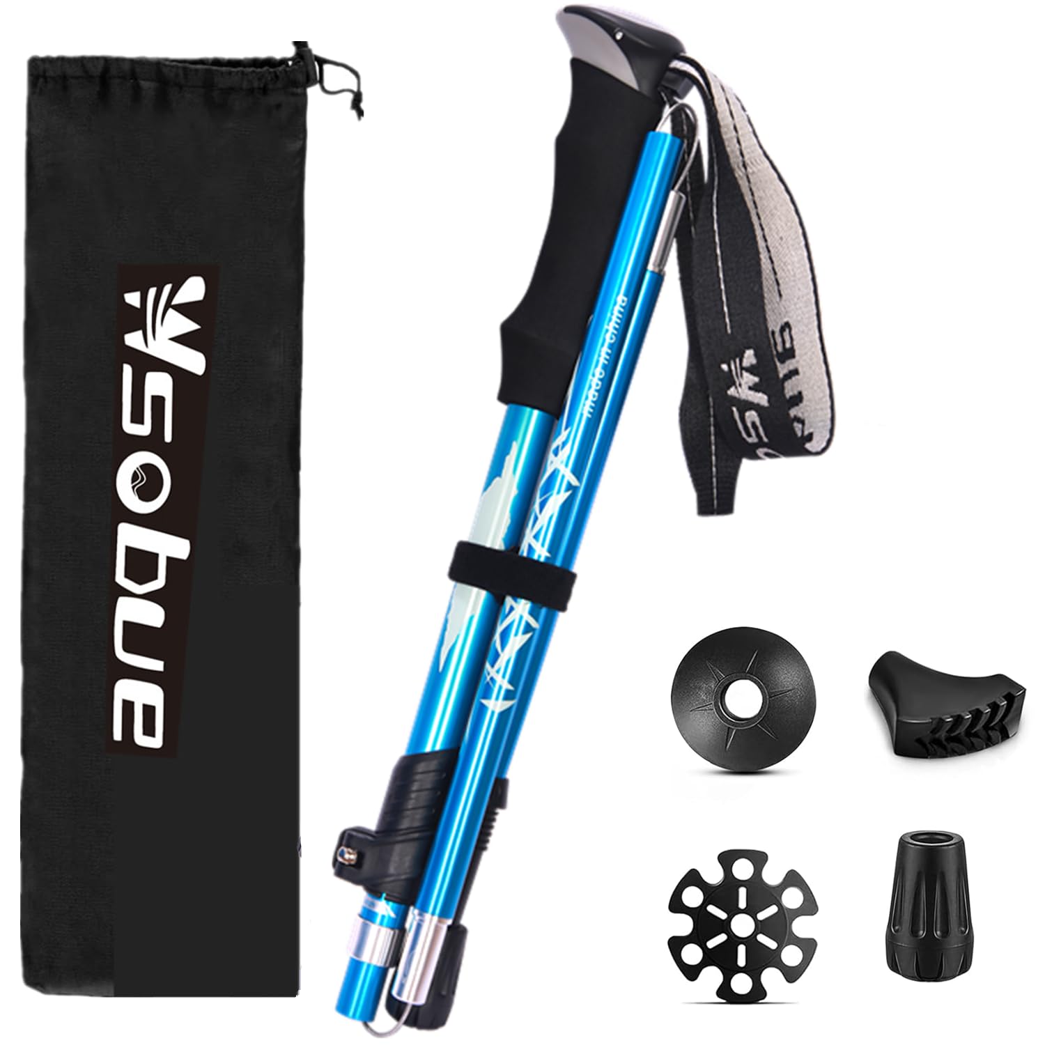 Trekking Pole, Collapsible Walking Hiking Stick for Men Women, Ultralight Aluminum Ski Pole with EVA Grip