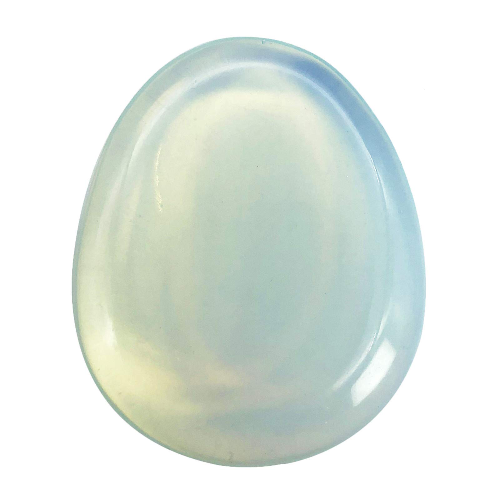 Fekuar Synthetic Opalite Crystal Thumb Worry Stone, Hand Carved Healing Crystal Teardrop Pocket Stones for Anxiety Stress Relief Meditation