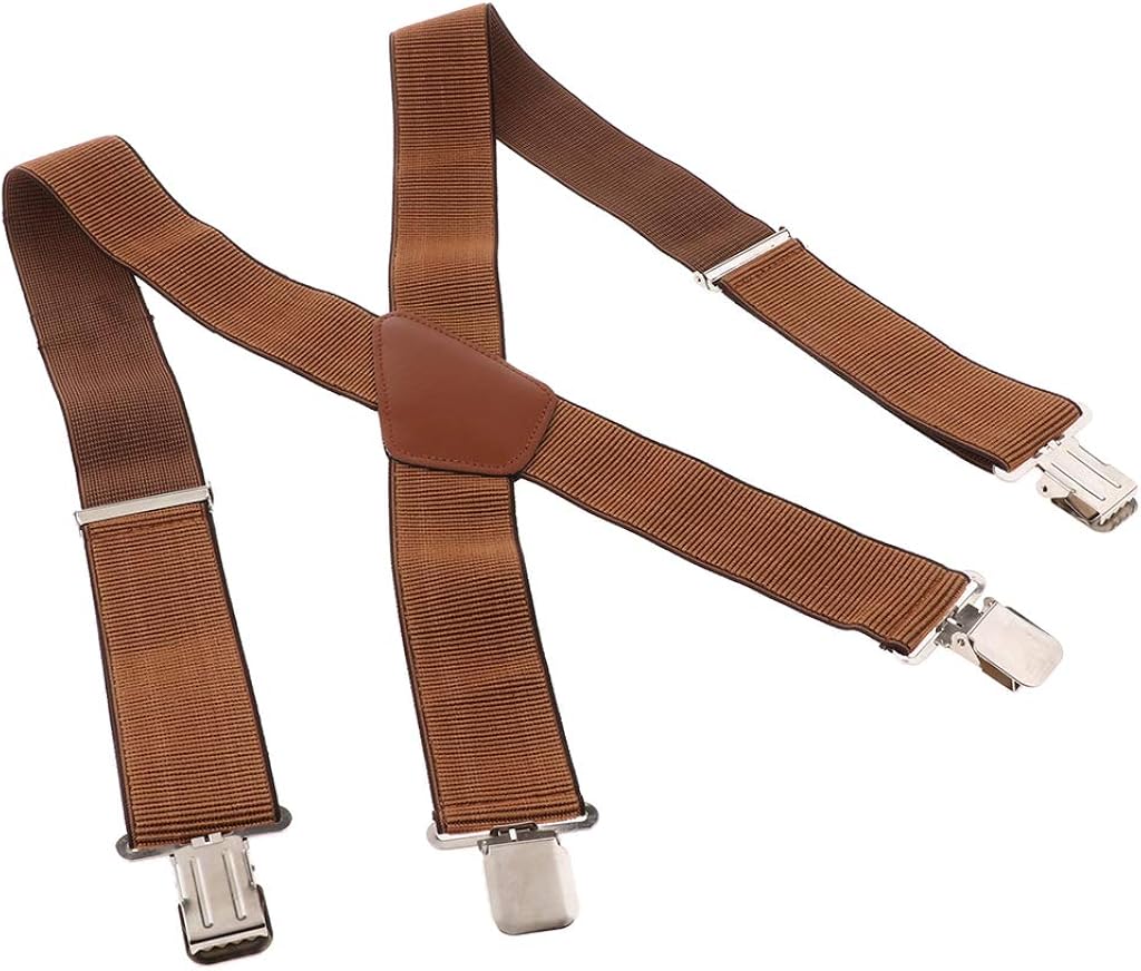 sharprepublic Men Wide Adjustable Braces Suspenders Elastic Clip On