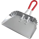 TOP DOG 17" Aluminum Metal Dustpan with Rubber Grip Handle | 17" Extra-Wide Aluminum Dustpan, Flat Floor Edge for Small Debris, Rubber-Coated Handle for Home, Garage and Workshop