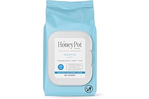 The Honey Pot Sensitive Intimate Wipes, Blue, 30 Count