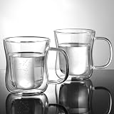 ecooe 6x350ml Double Wall Borosilicate Glass Cups with Handles Coffee Cups view 4