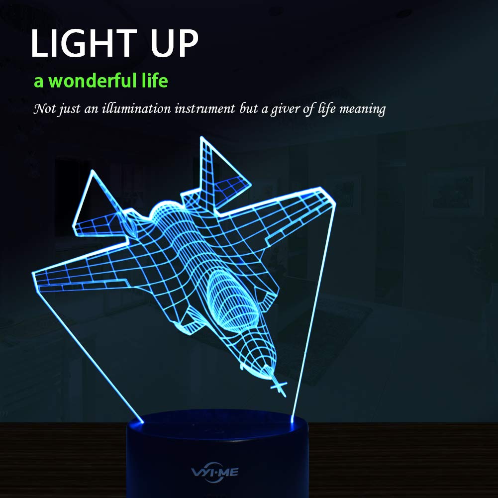 LED Visual 3D Lamp, Aircraft Illusion Night Light for Nursery Bedroom Desk Table Decoration, Creative Festival Birthday Day Children Gift (Aircraft 3)