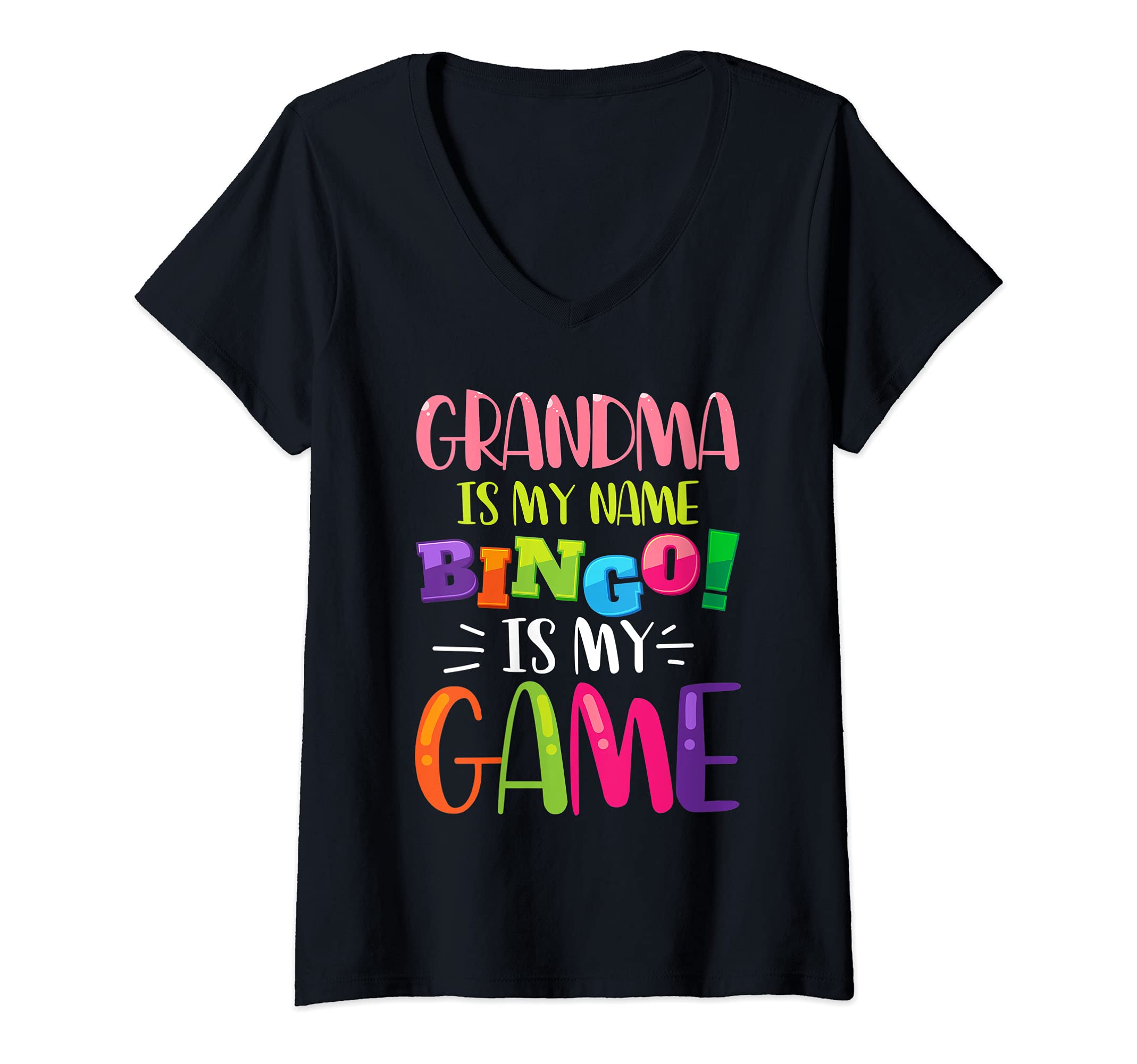 Womens Funny Retired Grandma Lottery Winner Retirement Gift Bingo V-Neck T-Shirt