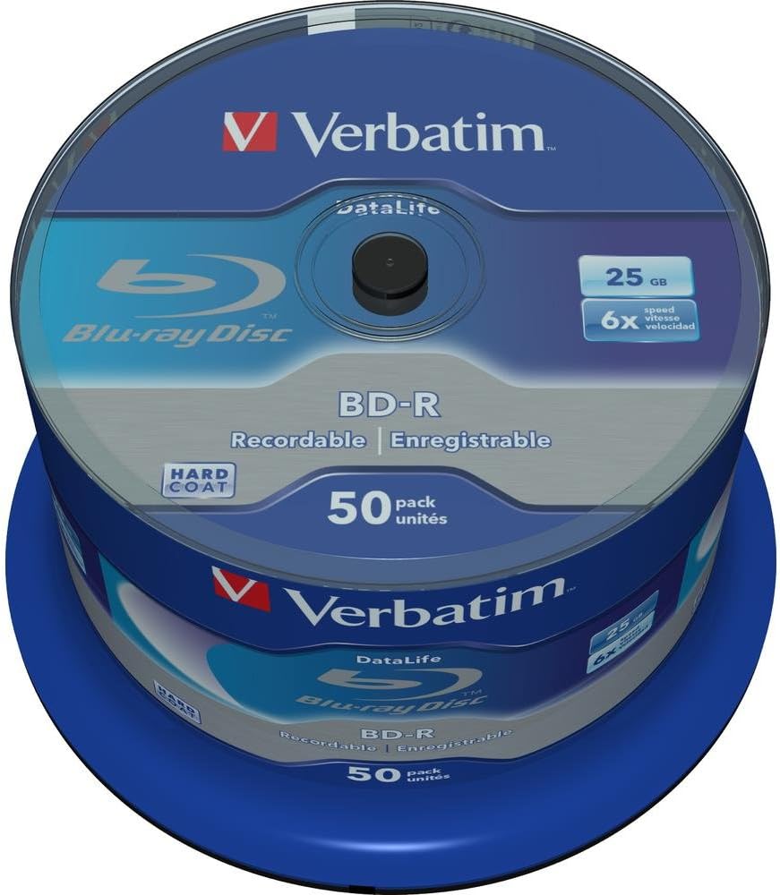 Verbatim BD-R SL Datalife Blu-ray Disc 25 GB 6x 50-Pack Spindle
