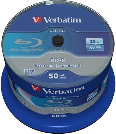 Verbatim BD-R SL Datalife Blu-ray Disc 25 GB 6x 50-Pack Spindle