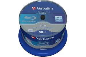 Verbatim BD-R SL Datalife - Blu-ray Disc 25 GB, 6X Burning Speed, Scratch Protection, 50-Pack Spindle