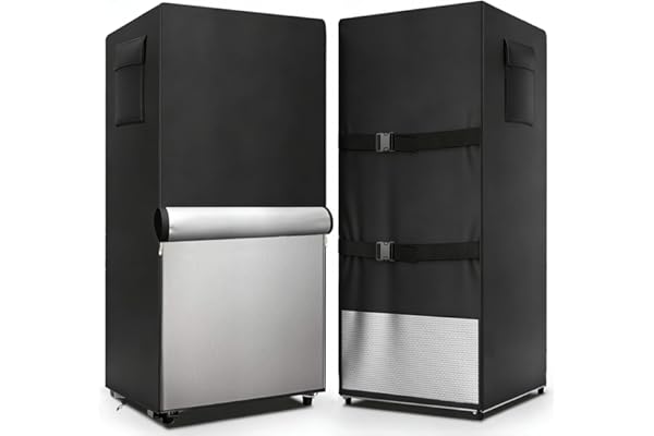 Dalema Outdoor Refrigerator Cover,600D Heavy Duty 100% Waterproof Upright Freezer Cover,Outside Stand Up Fridge Covers.Front Can Be Rolled-Up by Zippers.(Black,30" W x 33" D x 62" H)