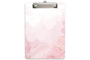 Hongri Plastic Cute Clipboard, Letter Size for Students, Teacher, Woman and Kids, Low Profile Clip, Decorative Pattern, Size 9 x 12.5 in, Dream Pink
