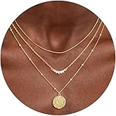CHESKY Layered Gold Necklaces for Women Trendy, Dainty 14K Gold Plated CZ Pendant Necklace Stackble Necklace Gold Jewelry Set for Women Gifts