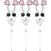 Liitrsh 12 Pcs Mouse Costume Accessories Set Mouse Headbands Round Sunglasses Folding Blind Cane White Gloves