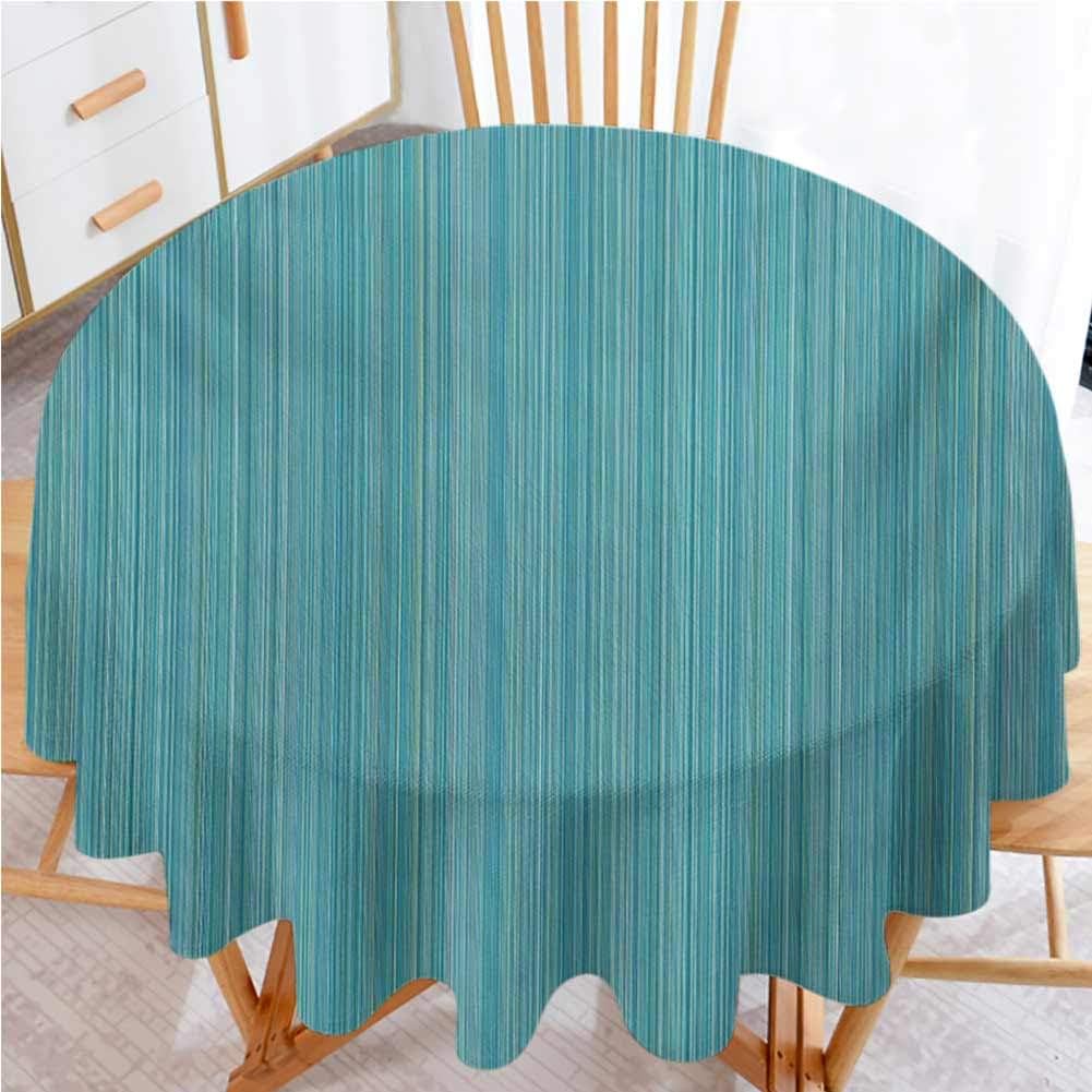 shirlyhome Teal Covers for The Home Table Cover Vertical Stripes Lines Dress Fabric Patterns Contemporary Design Illustration Patio Table Cloth Blue Green (Diameter 50")