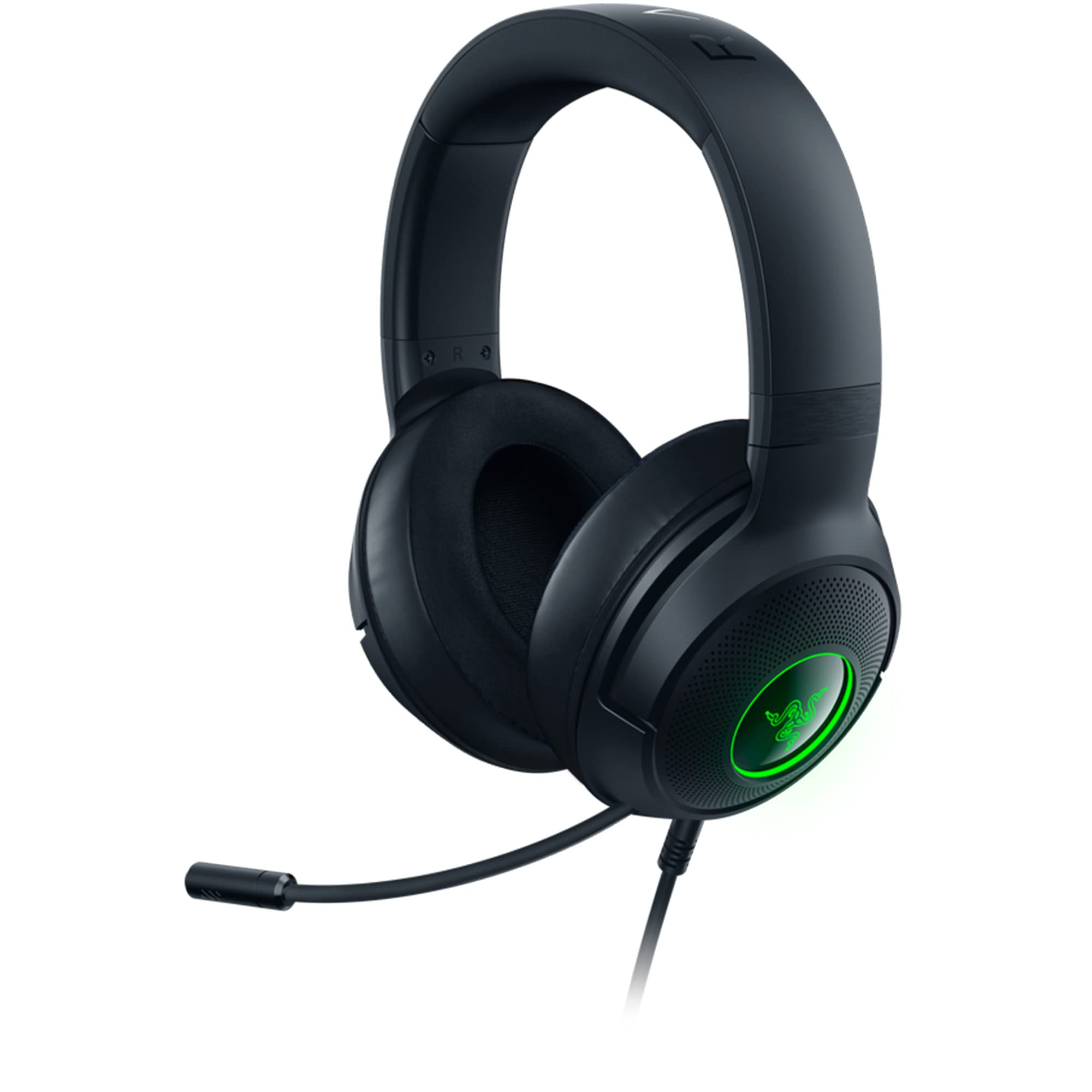 Photo 1 of Razer Kraken V3 X Wired USB Gaming Headset: Lightweight Build - Triforce 40mm Drivers - HyperClear Cardioid Mic - 7.1 Surround Sound - Chroma RGB Lighting - Black (Renewed)