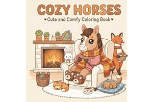Cozy Horses: Cute and Comfy Coloring Book for Adults & Teens Featuring Adorable Horses in Cozy Scenes for Stress Relief