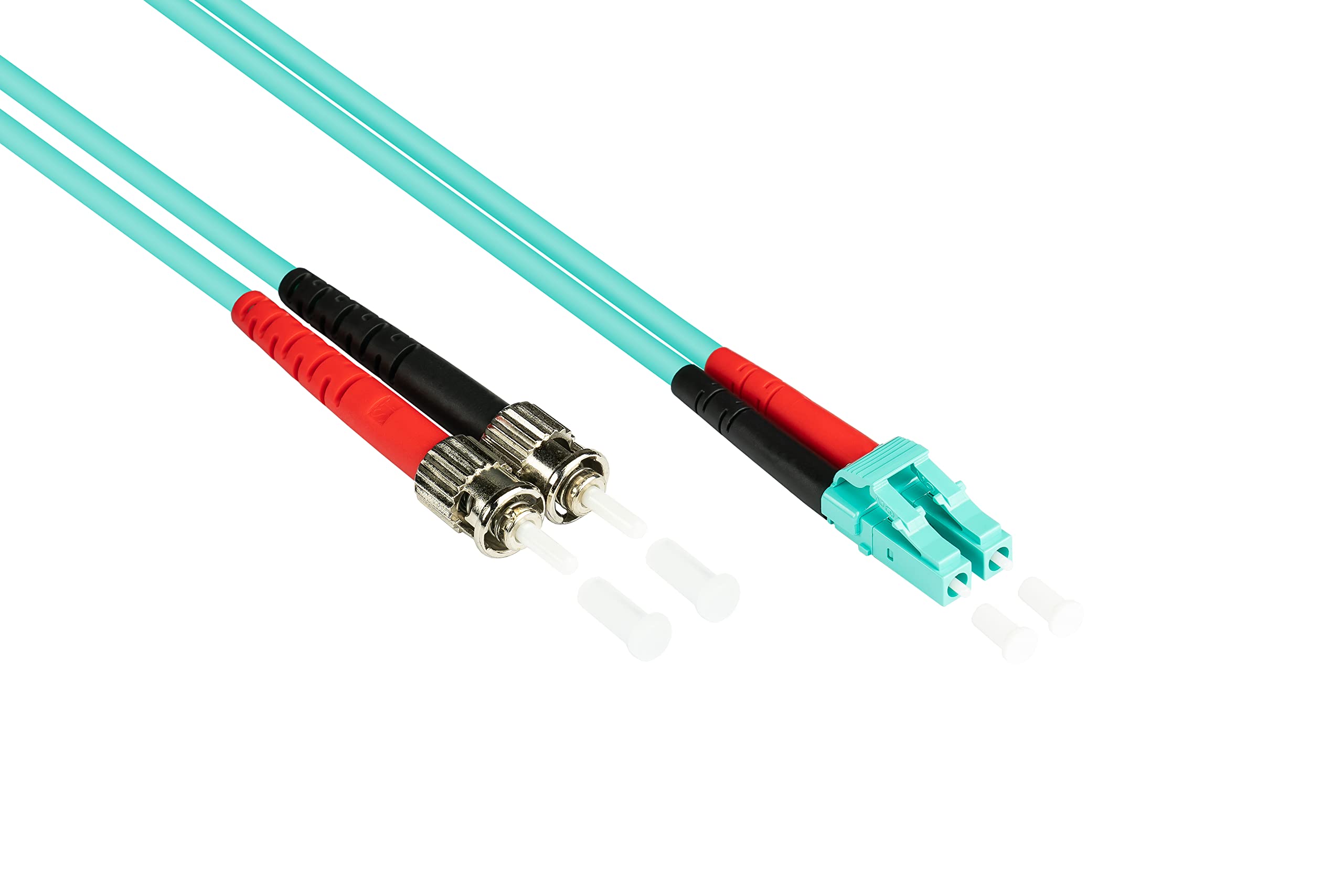 Good Connections LWL Duplex Patch Cable LC to SC Multimode 50/125 Inch Fibre Optic OM3 - Aqua/Türkis 5 m