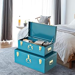 Vixdonos Decorative Large Metal Box Storage Trunk