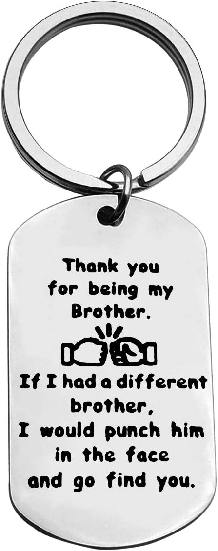 Brother Keychain Funny Brother Gifts from Sister Brother Thank You for Being My Brother Keyring Best Friend Gift Friendship Gifts for Men Wedding Christmas Birthday Gift Brother to Brother Gifts
