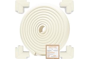 DEKUKAR Baby Proof Corners and Edges Protector 18.2ft (Large 15ft Edge+8 Corner Guard), Fireplace Baby Proofing Bumper, Heavy-Duty Soft NBR Foam Edge Corner Protector for Furniture Table, Childsafe/Pre-Taped