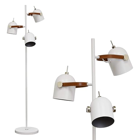 Kira Home Amsterdam 60 3 Light Mid Century Modern 3 Light Multi Directional Tree Floor Lamp With Polished Nickel Accents Adjustable Head White
