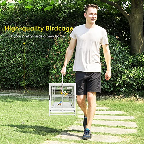 VIVOHOME 19 Inch Wrought Iron Bird Travel Carrier Cage for Parrots