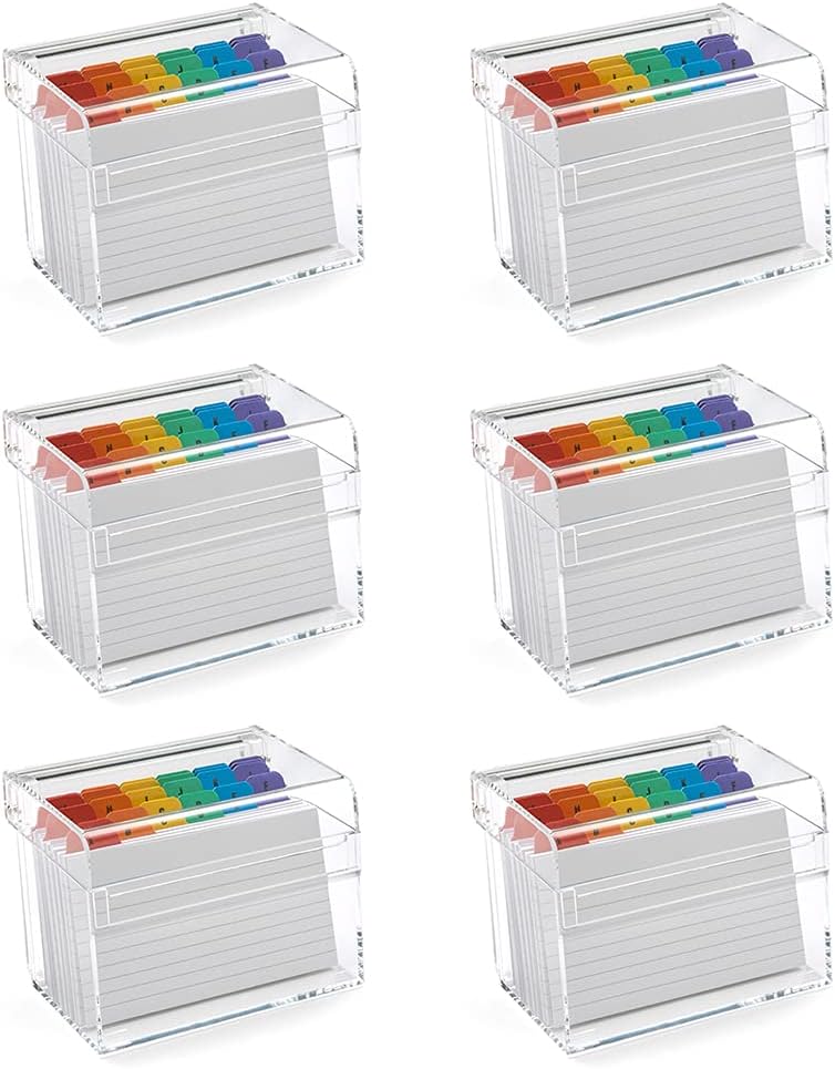 Osco Small Clear Acrylic Index Box 6 Pack A to Z Dividers 5x3 Cards