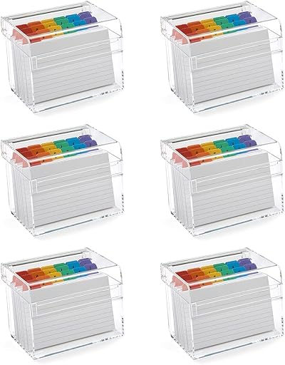 Osco Small Clear Acrylic Index Box 6 Pack A to Z Dividers 5x3 Cards
