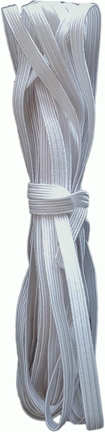 10Y Premium White Elastic 3mm - Soft Elastic Cord for Making Masks - Thin Sewing Elastic - Haberdashery & Craft Accessories (10 Yards)