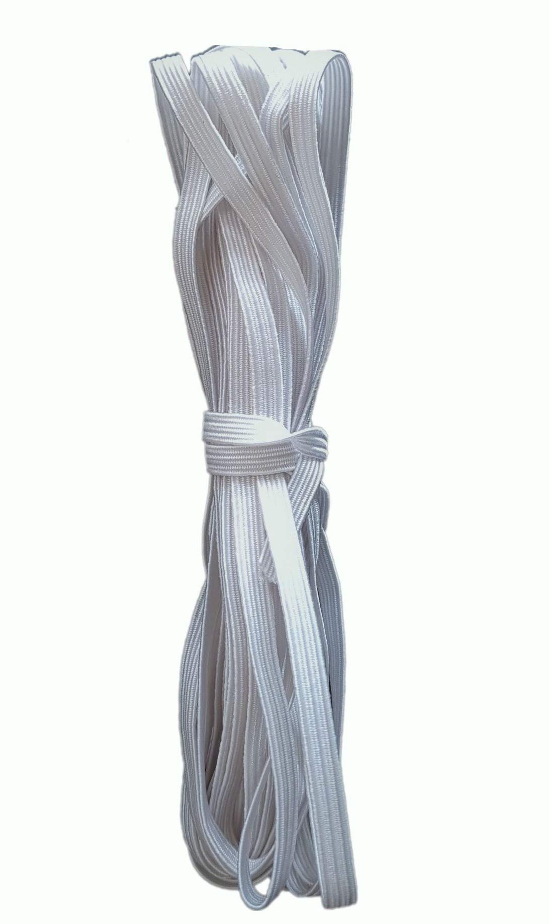 10Y Premium White Elastic 3mm - Soft Elastic Cord for Making Masks - Thin Sewing Elastic - Haberdashery & Craft Accessories (10 Yards)