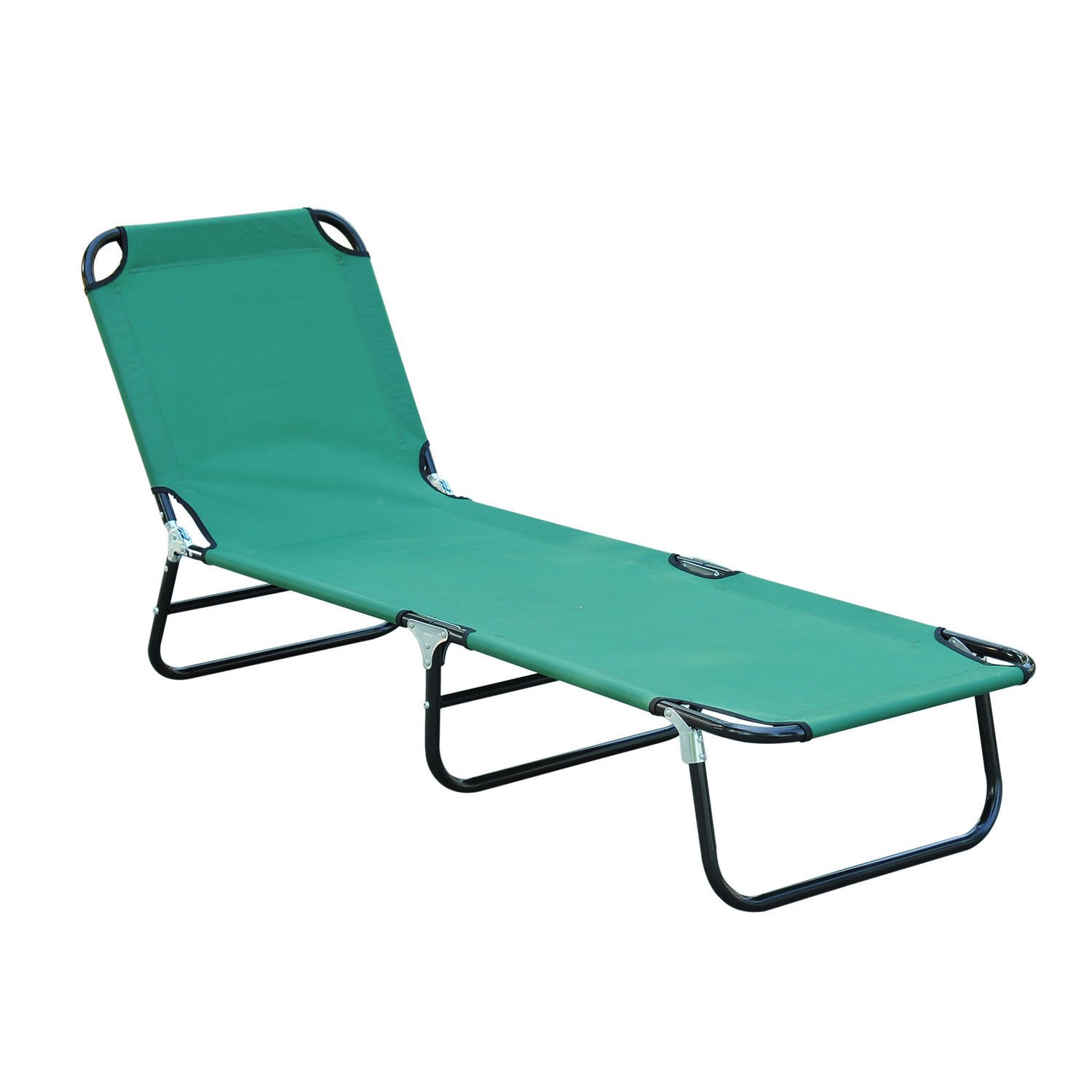 Outsunny Deluxe Folding Adjustable Sun Lounger / Camping Cot, Green