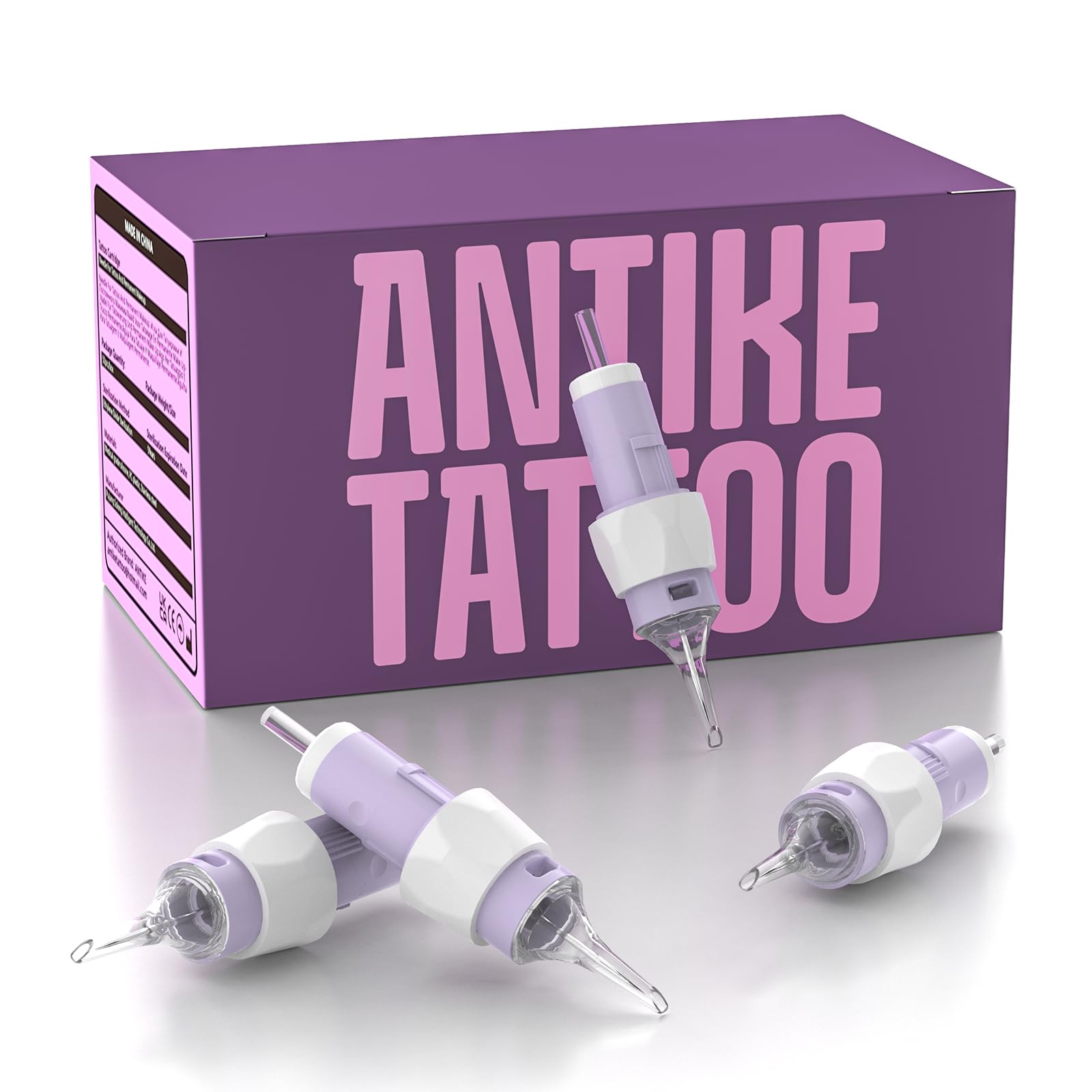 ANTIKE 50Pcs Mixed Tattoo Cartridge Needles Disposable Tattoo Needle #12 Standard Round Liner Cartridge 3RL 5RL 7RL 9RL 11RL Finger Ledge Tattoo Cartridges Mixed Box EN11Q-FG-50KIT-E