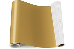LIKCUT Gold Permanent Vinyl, 12" x 15FT Gold Vinyl for Cricut, Glossy Gold Adhesive Vinyl Roll for DIY Crafts, Home Outdoor Decor and Waterproof Car Stickers