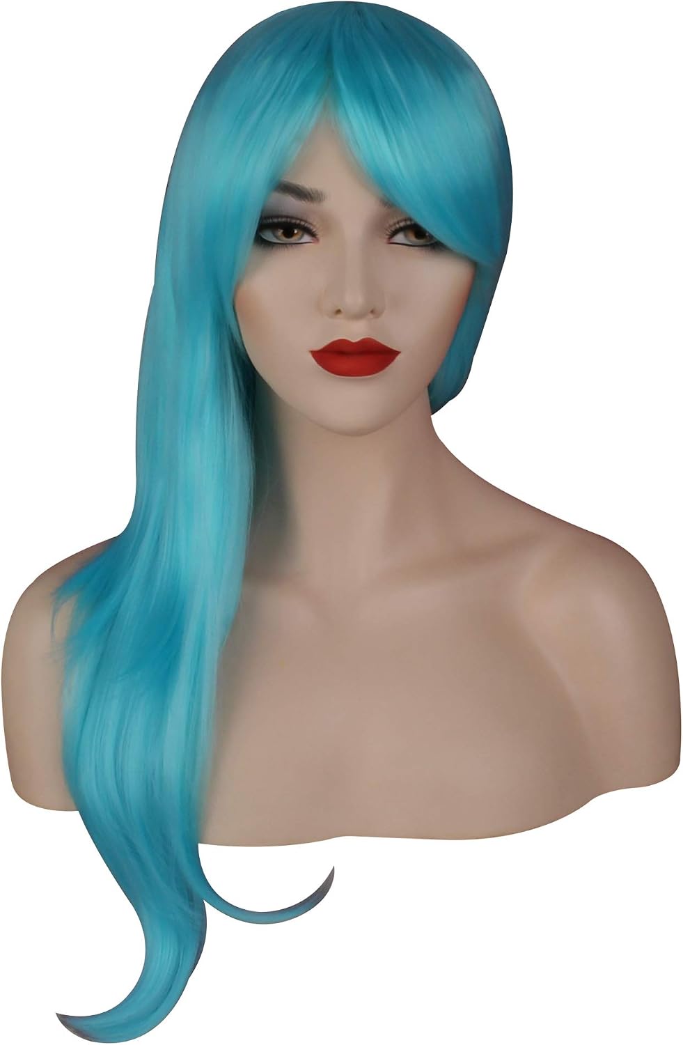 OKVGO 70cm 27inches Women's Wig Fashion Natural Wavy Full Long Curl Wig for Cosplay Party and Halloween Costume Light Blue - Image 5
