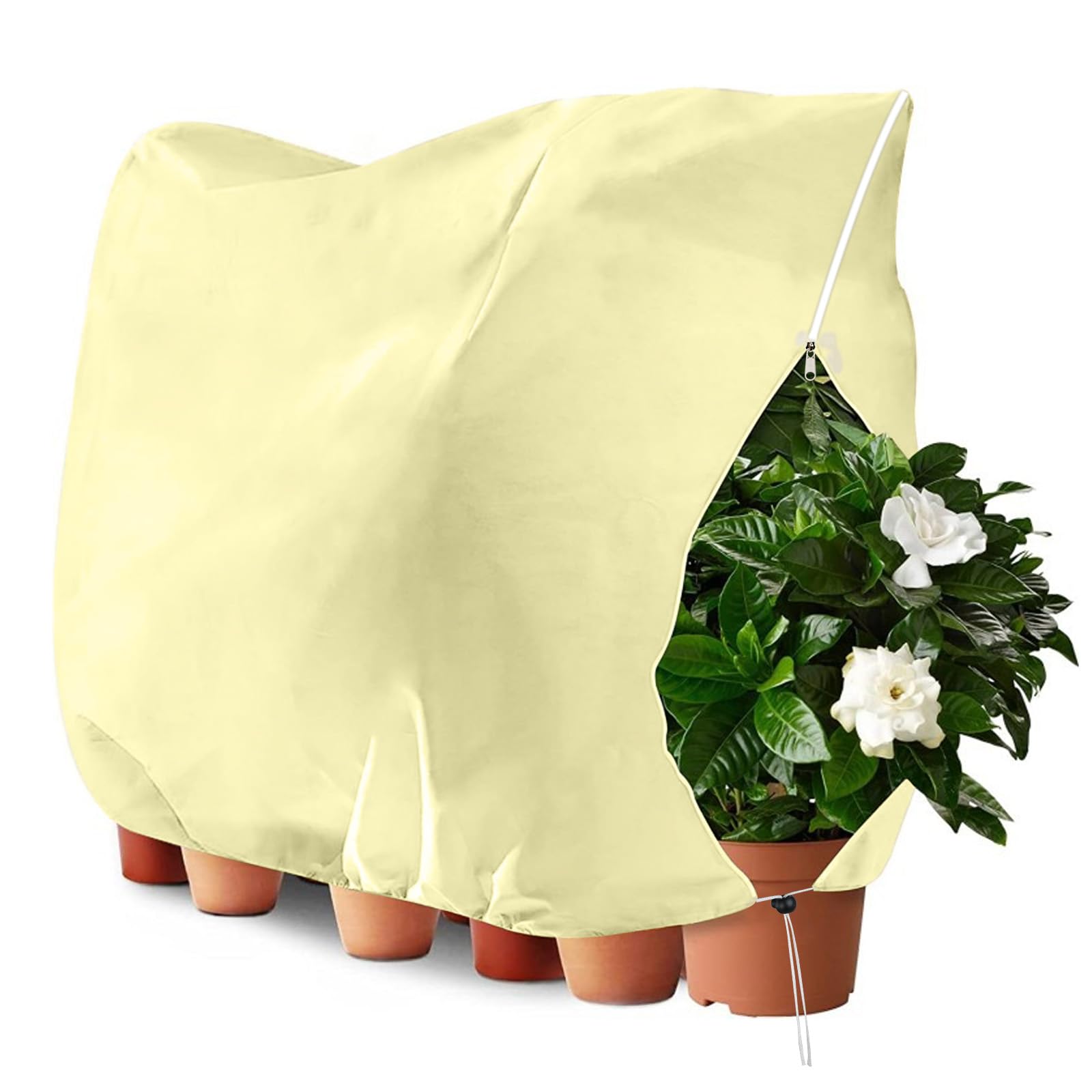 OFFCUP Plant Fleece Frost Protection Cover, 1pc 60GSM 200×240cm Garden Fleece Frost Protection with Zip, Winter Plant Cover for Olive Tree Potted Palms Shrub, from Birds and Insects