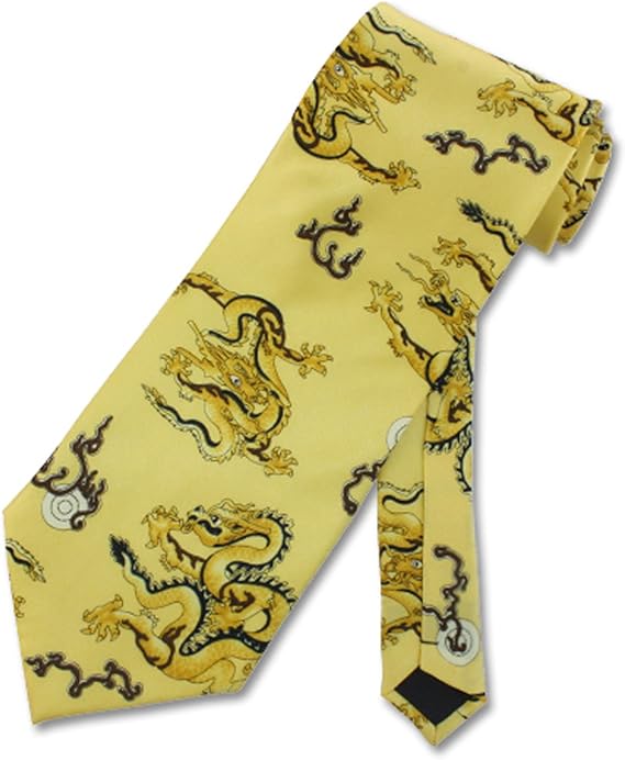 Men's Tie Dragon Golden Necktie at Amazon Men’s Clothing store