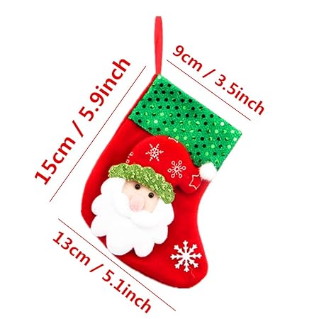 Diniiko Felt Christmas Mini Stockings Set Of 5 Xmas 3d Character Plush Santa Bulk Personalized Stocking Red Tree Decorations With Hanging Loop Seasonal Decor Kolenik Stockings Holders Personalized Christmas Stockings Set Of 5