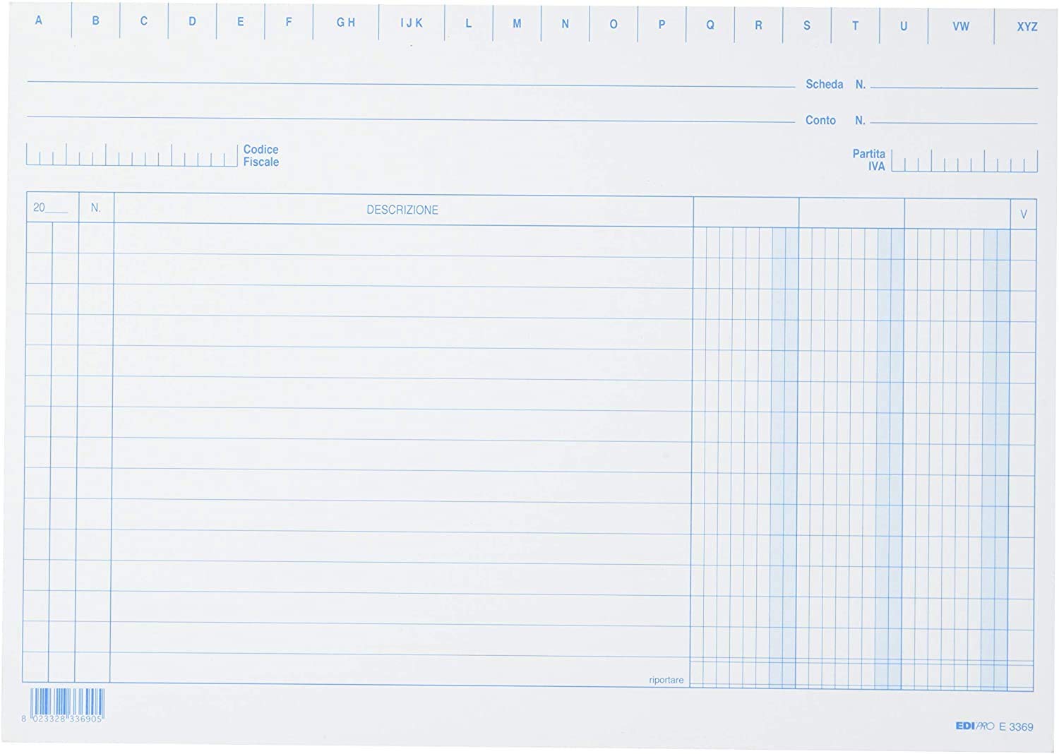 EDIPRO - E3369BL - 100 Cards with 3 Columns Blue f.to 17x24