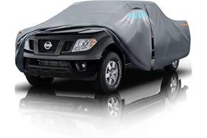 DOZENTRO Nissan Frontier Truck Cover Custom Fit 1998-2020 King Cab/Crew Cab Short Bed(4.6'-6.2') With Door Zipper, 10 Layer Pickup Truck Cover Waterproof All Weather, Car Tarp for Wind Dust Sun etc Protection.