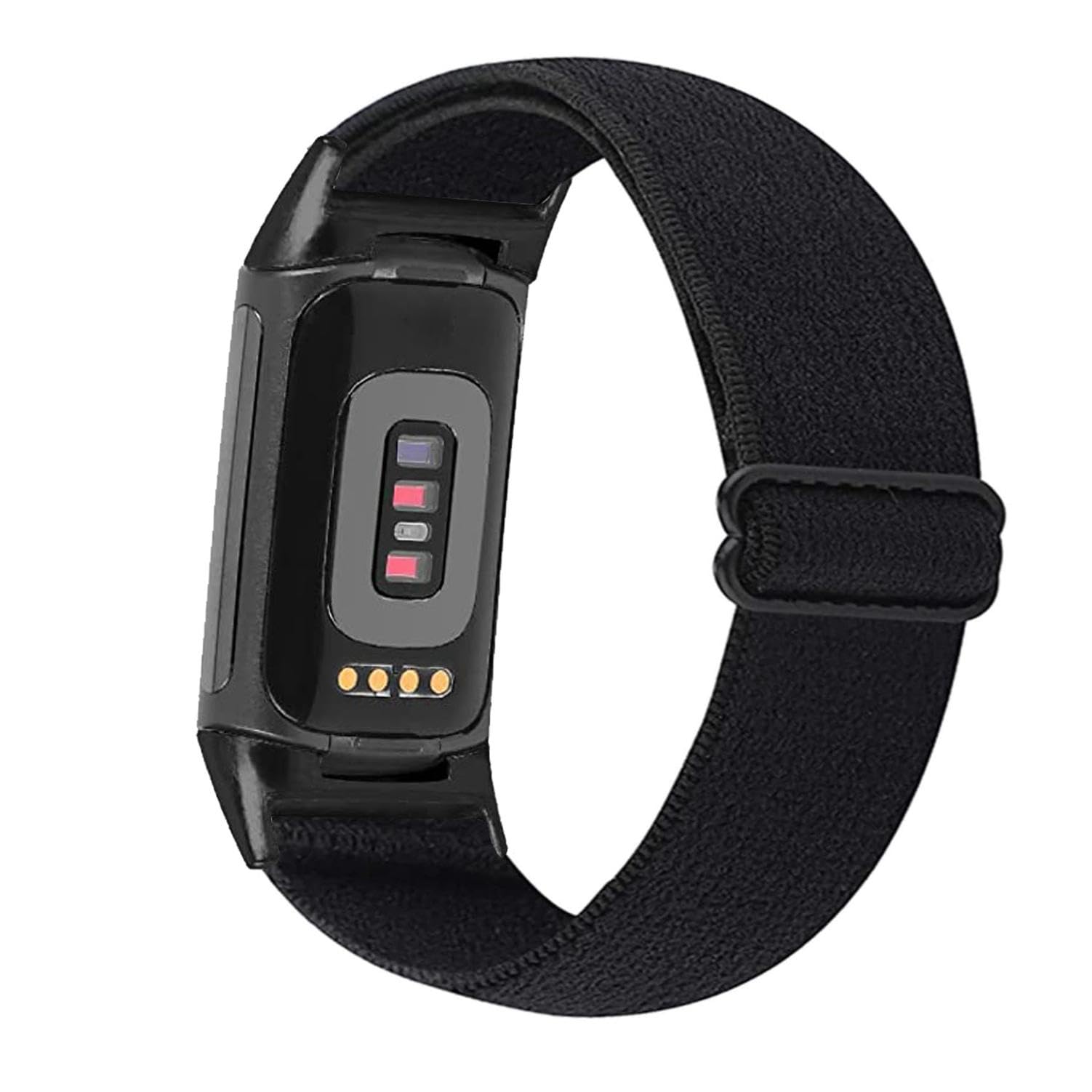 ahayo Elastic Strap for Fitbit Charge 6 / Charge 5, Soft Nylon Stretchy Embroidery Loop Wrist Strap with Adjustable Buckle Compatible With Fitbit Charge 5 for Men and Women (Black)