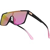 RAVI EYEWEAR Polarized Shield Sunglasses for Men and Women UV400 Protection Flat Top Design Lightweight TR90 Fashion Shades